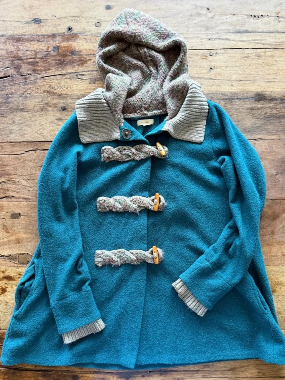 Anthropologie Fiers Voor 2 Sweater Jacket-Teal Toggle-Front - Picture 3 of 6